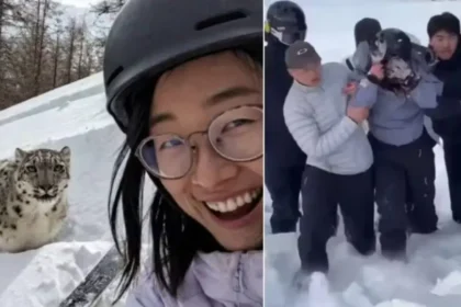 Divulgada selfie de turista antes de ser atacada por leopardo-das-neves
