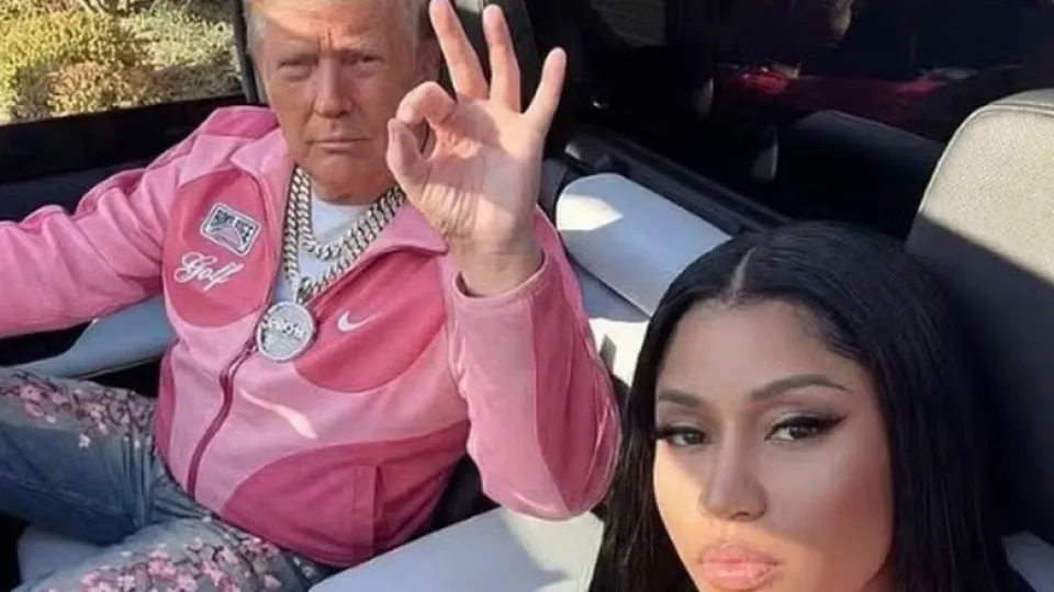 Donald Trump se veste como Nicki Minaj em fotografia de IA publicada pela cantora
