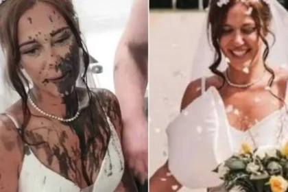 Cunhada aparece em casamento e joga tinta preta no vestido da noiva