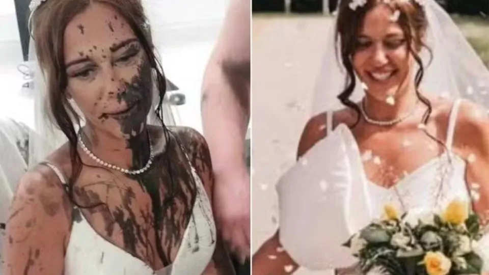 Cunhada aparece em casamento e joga tinta preta no vestido da noiva
