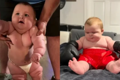 Bebê de 8 meses é tão grande que usa roupas de... 5 anos: